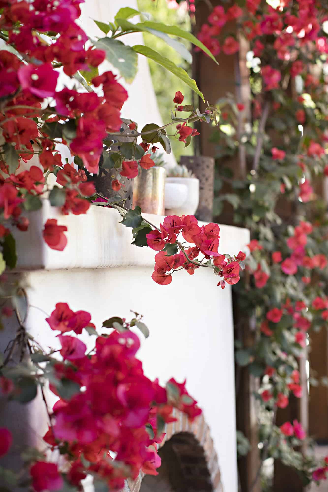 spanish colonial revival home exterior patio fireplace detail