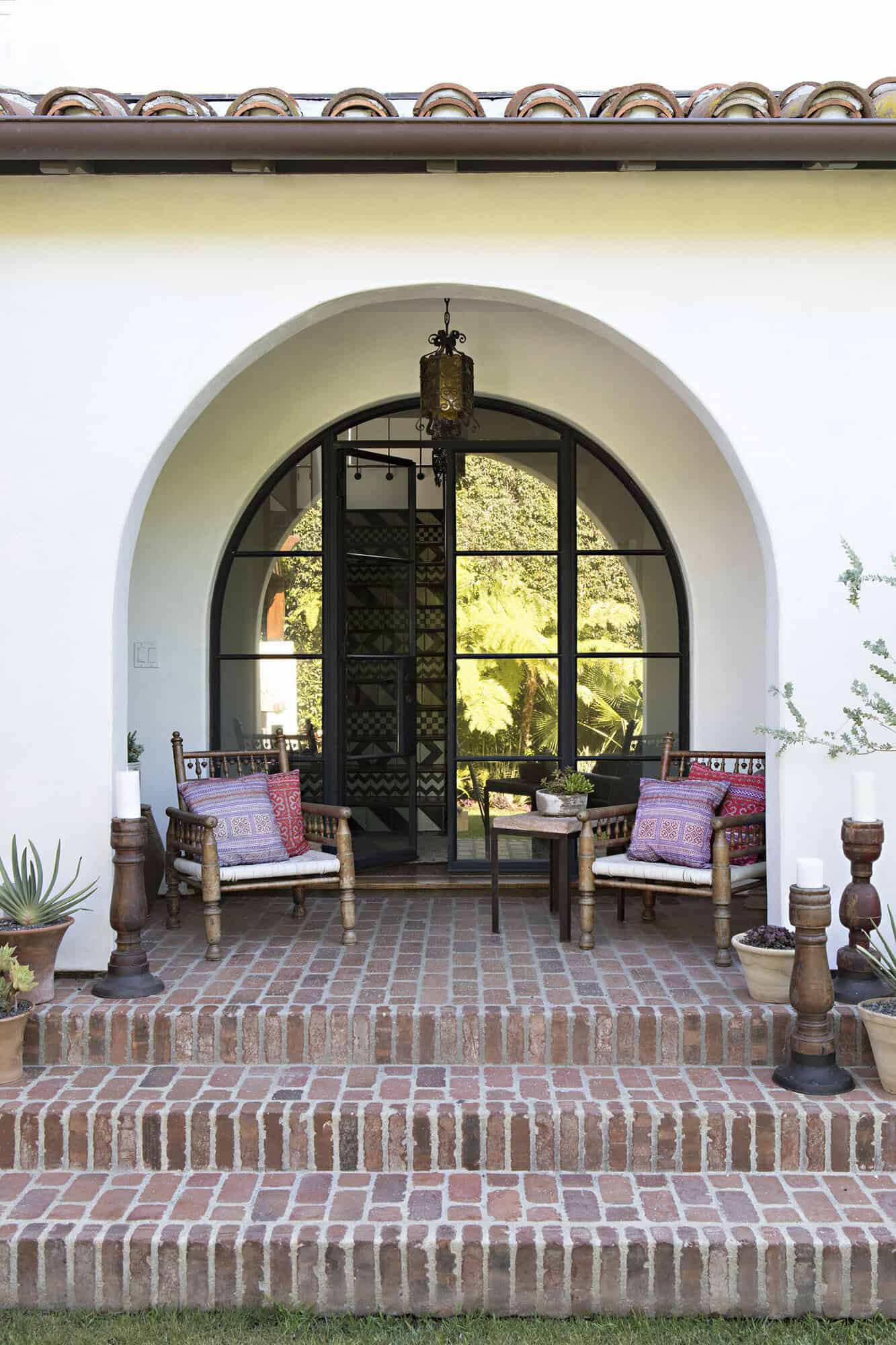 spanish colonial revival home arched entry door