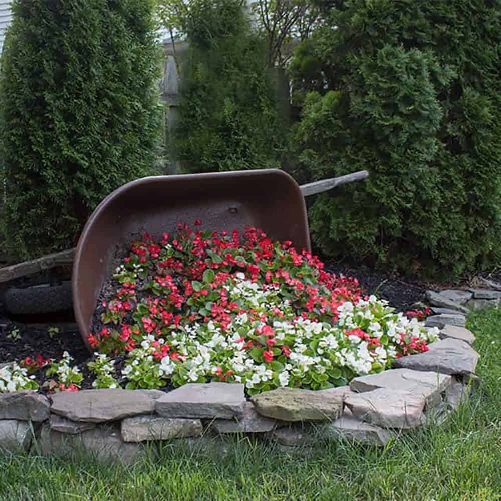 DIY tipped wheelbarrow planter