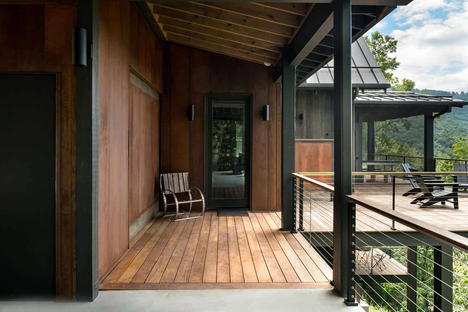 sustainable home exterior covered front porch