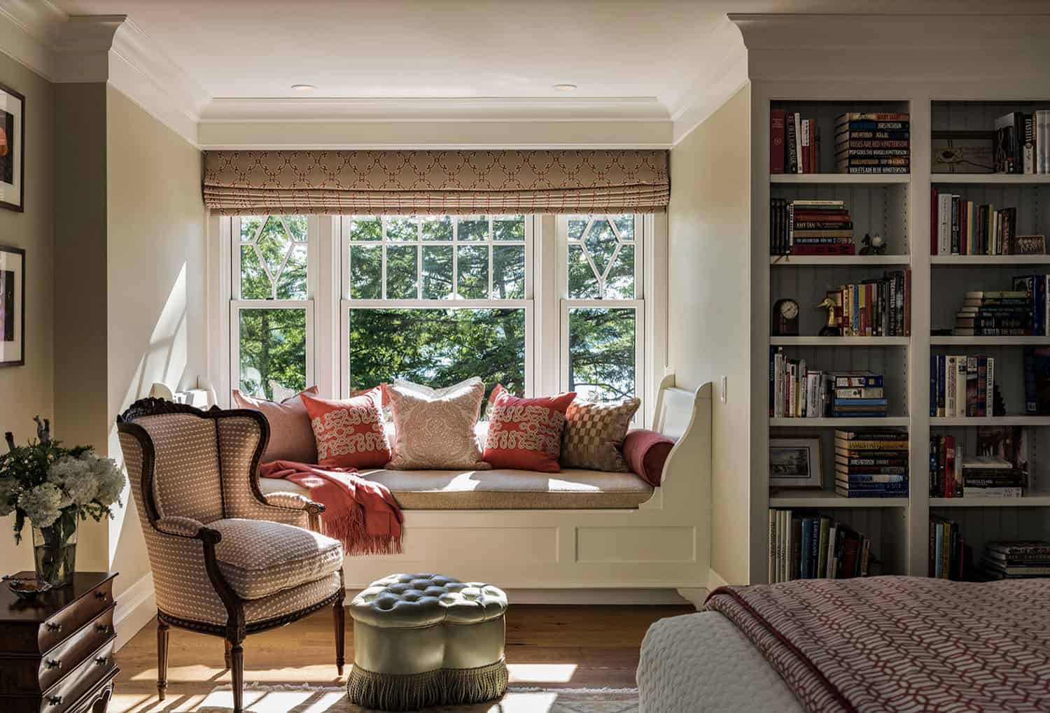 traditional style bedroom with a window seat