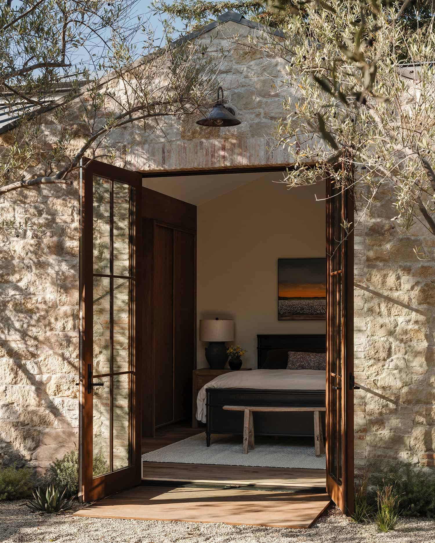 farmhouse style bedroom view from the exterior