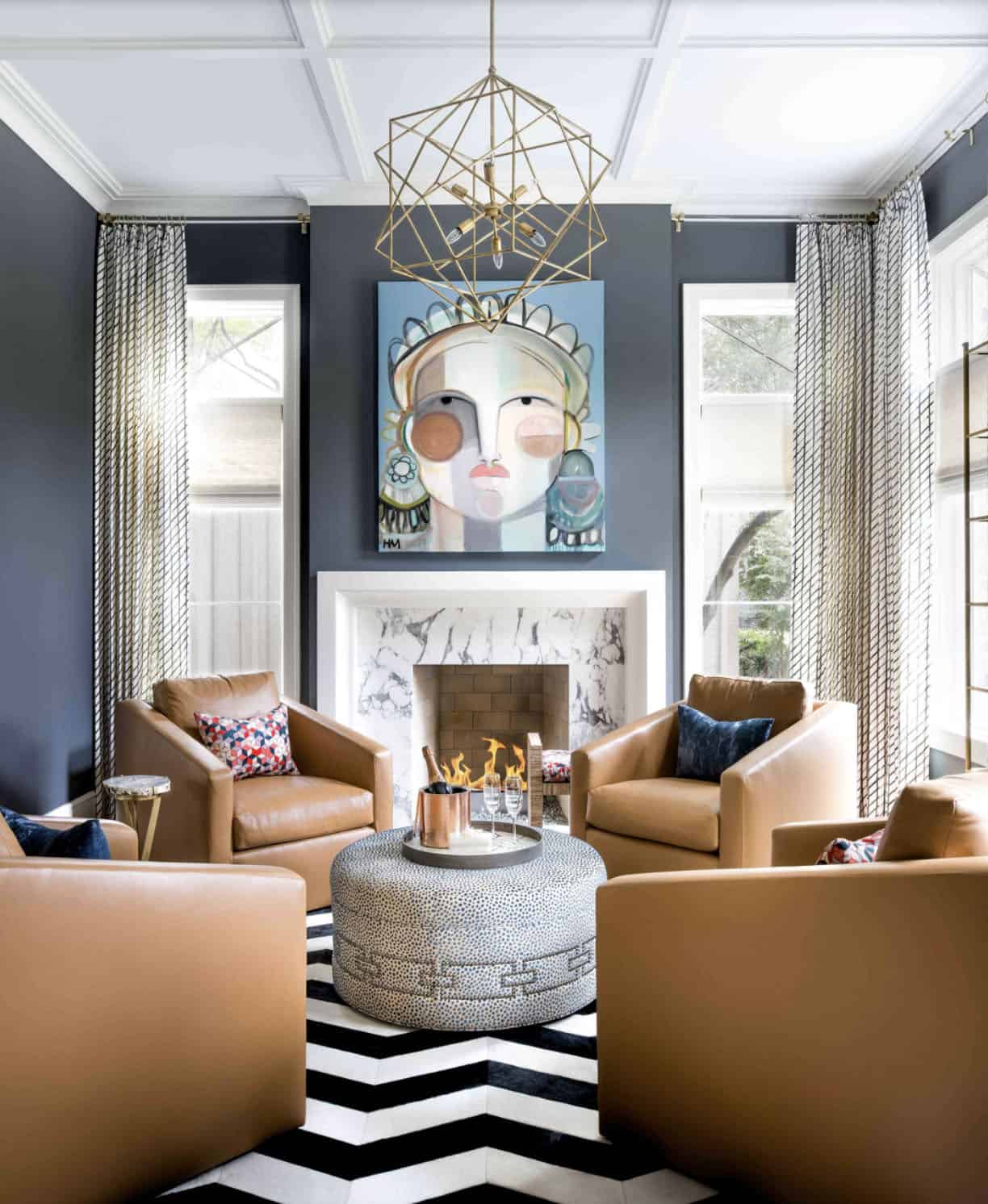 Beach Style Living Room with a fireplace