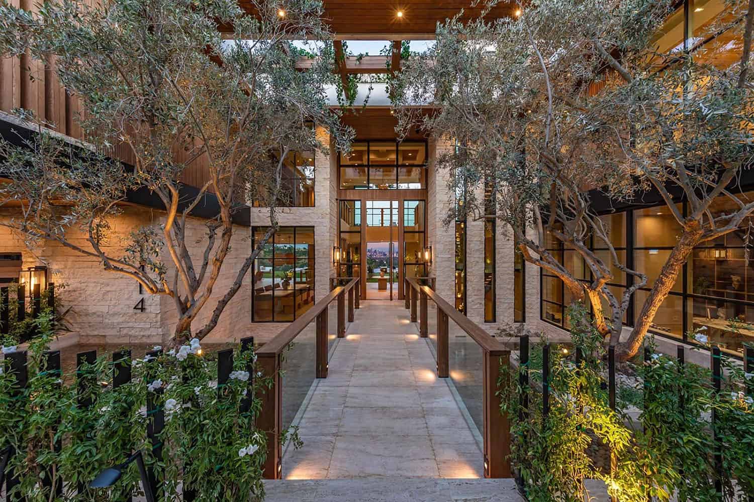 hillside home exterior entry