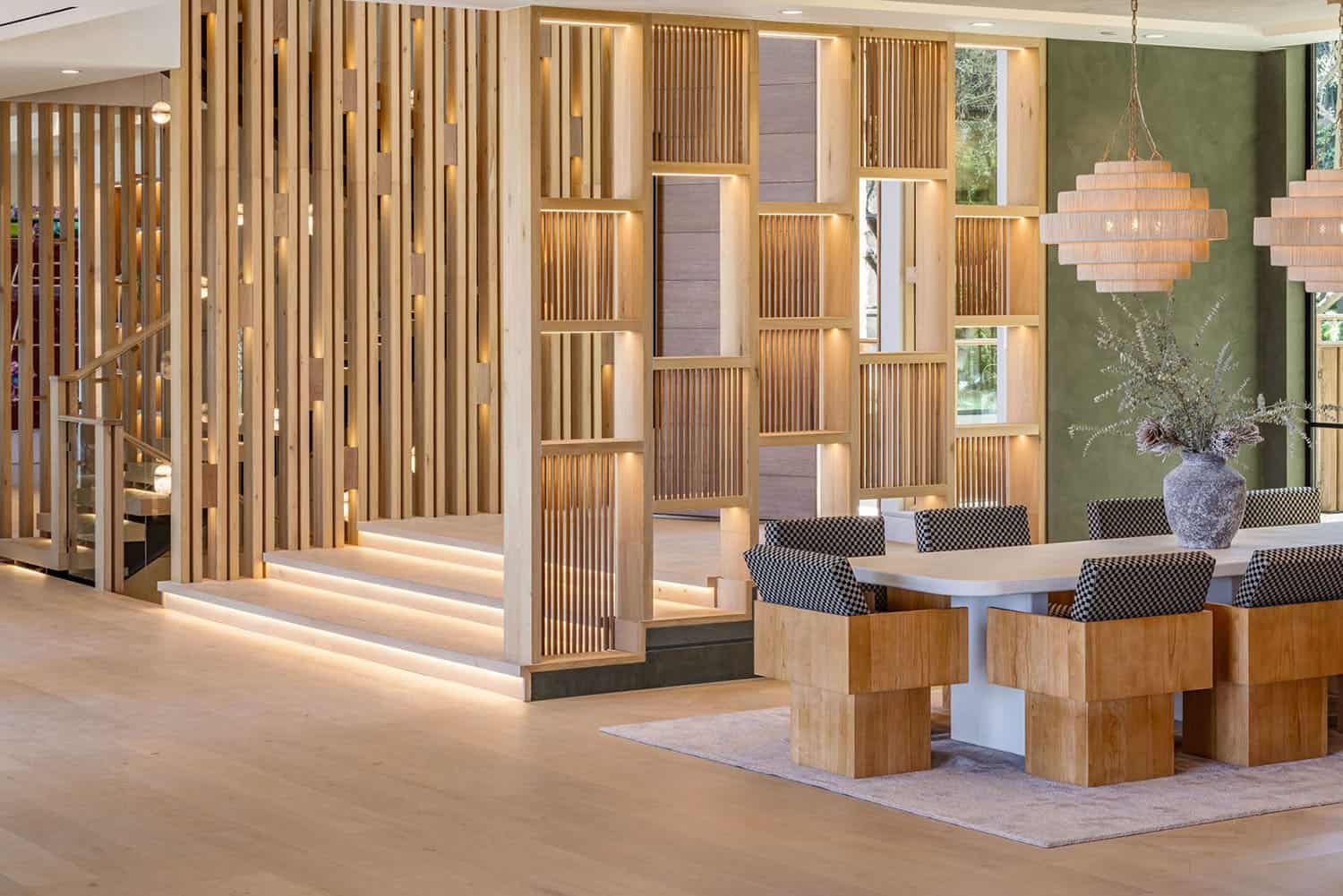 modern home entry with a staircase