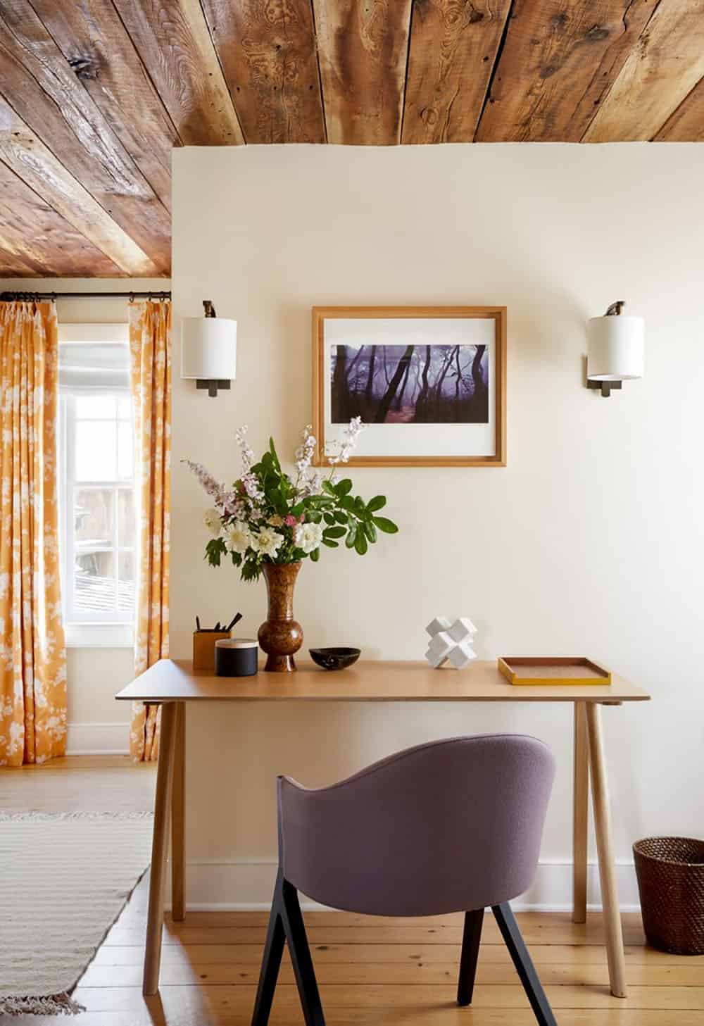 farmhouse style bedroom. with a writers desk