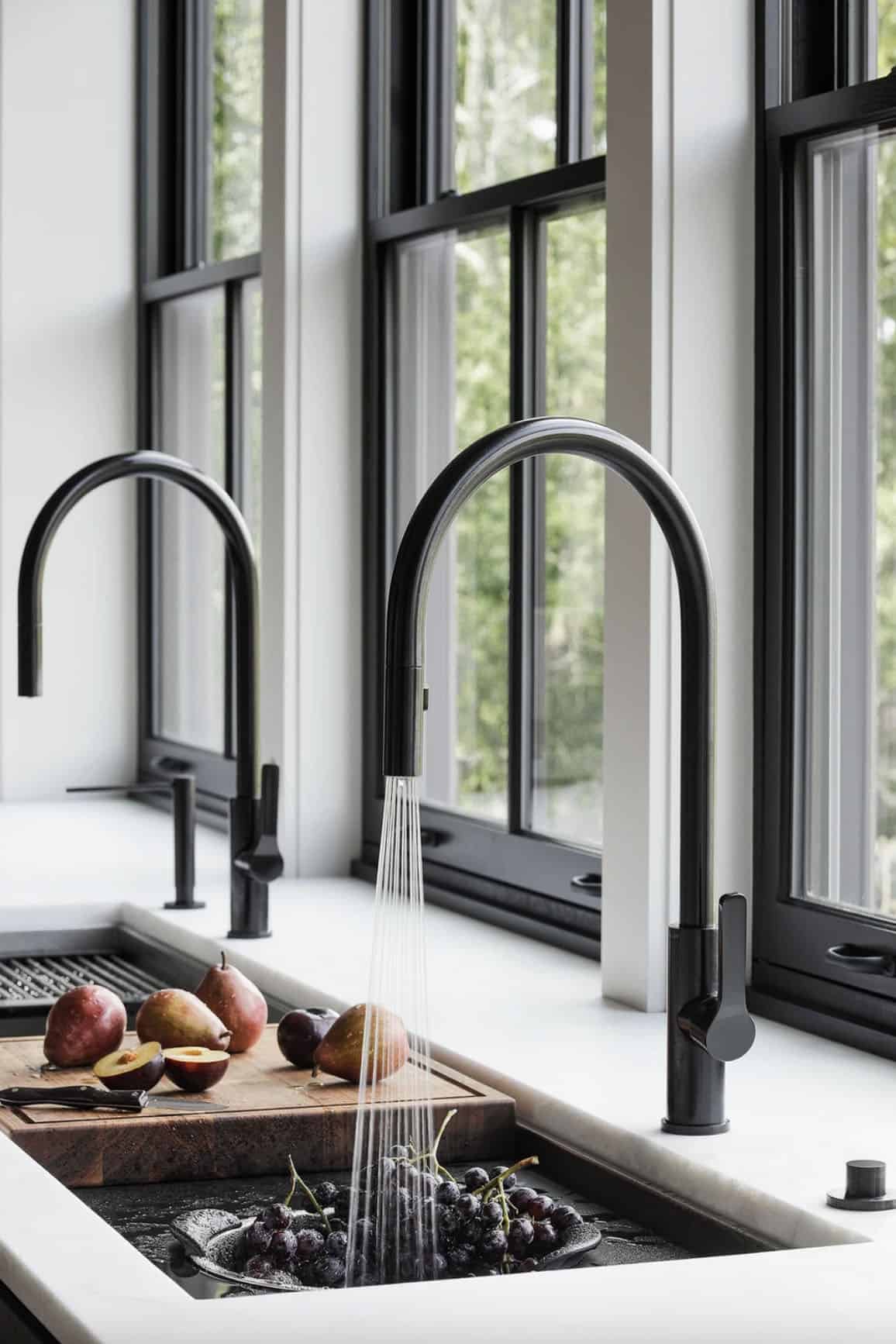 contemporary farmhouse style kitchen sink wall with a window