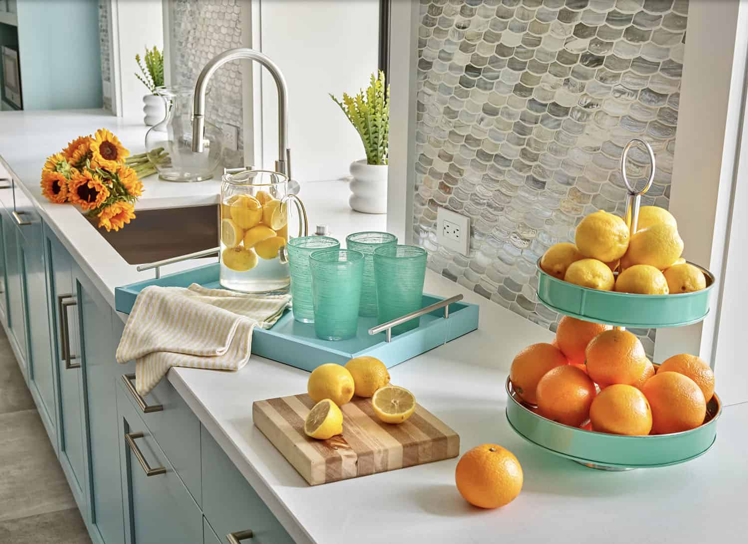 contemporary farmhouse style kitchen countertop detail