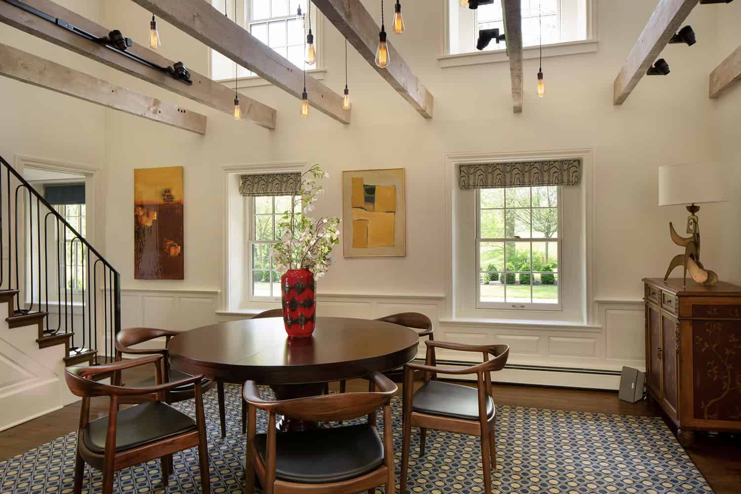 contemporary farmhouse style guest house dining room