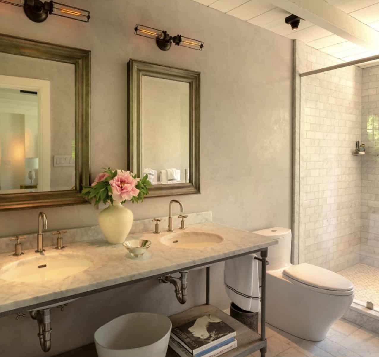 contemporary farmhouse style guest bathroom