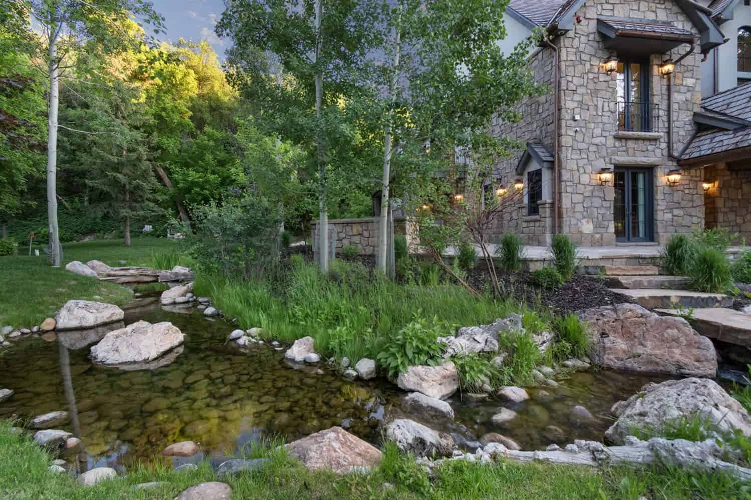 contemporary french country home exterior landscape