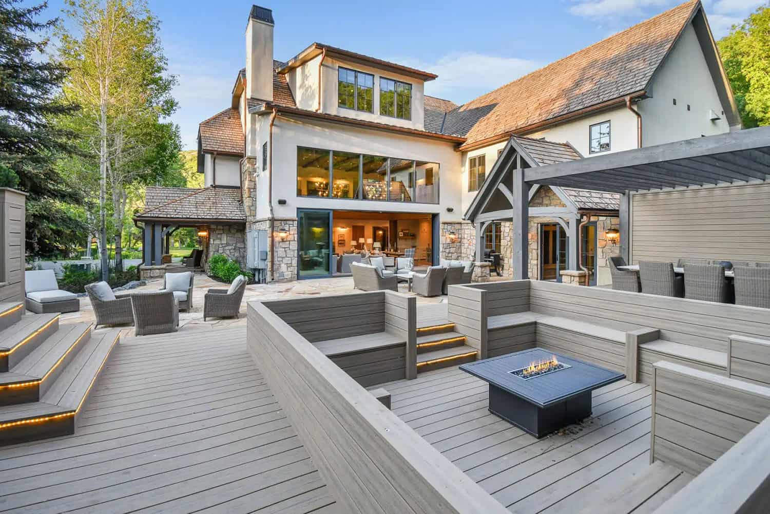 contemporary french country home patio