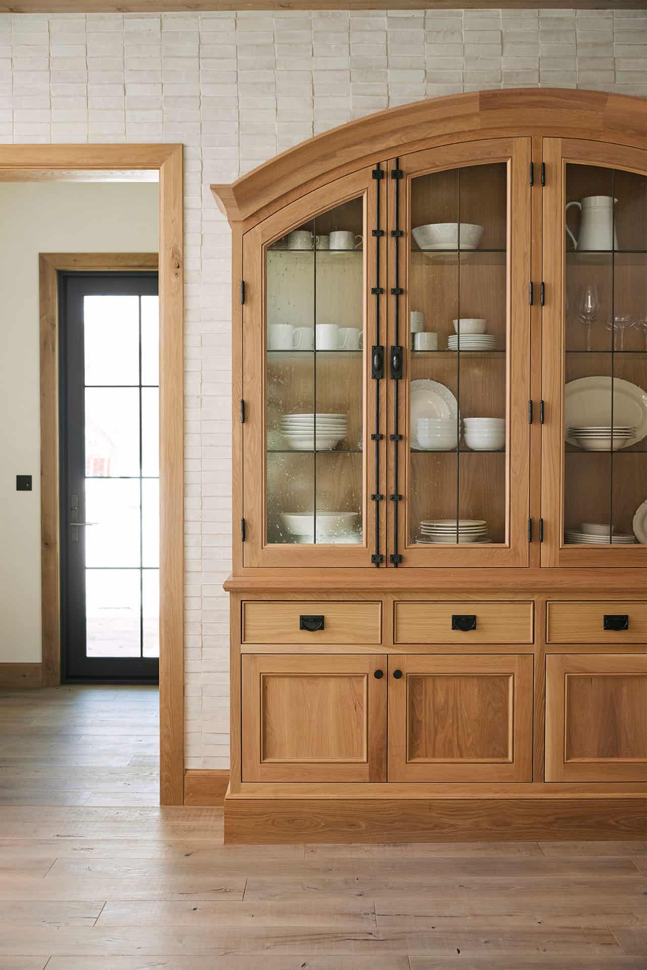 contemporary french country dining room with a buffet