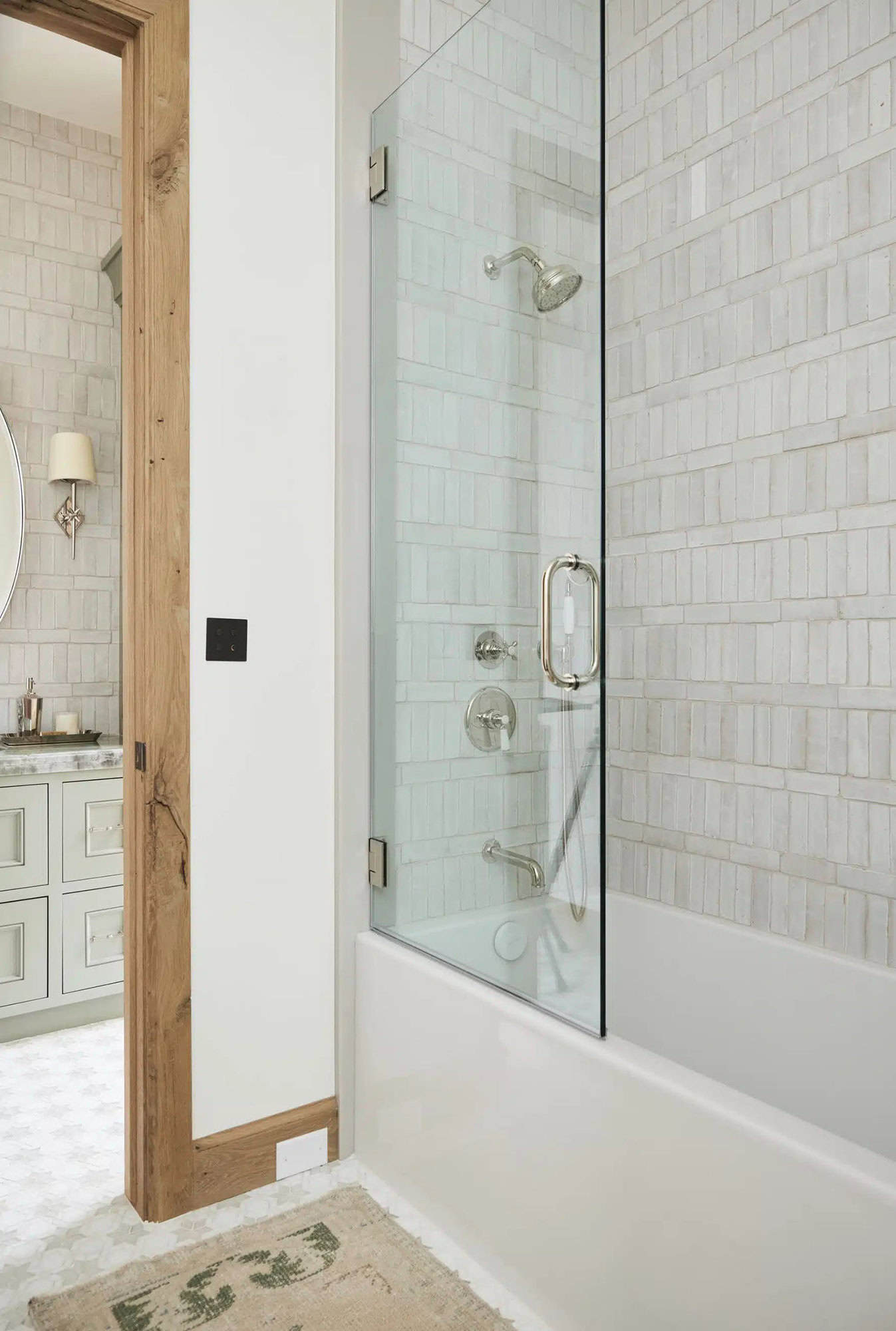 contemporary french country bathroom shower