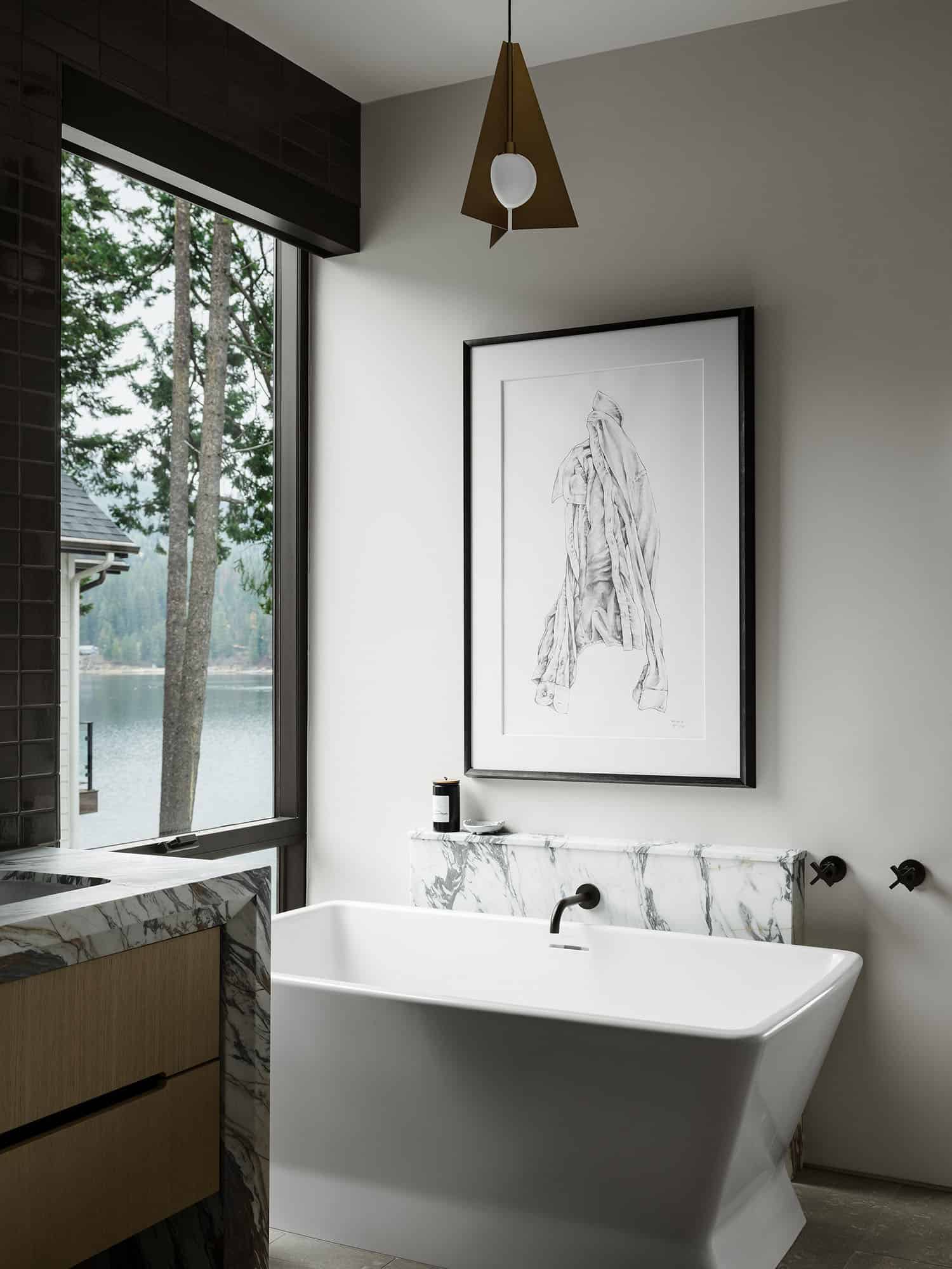 contemporary bathroom with a freestanding tub