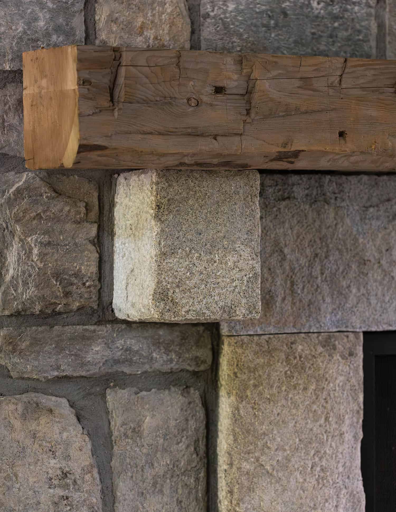 transitional style screened porch fireplace detail