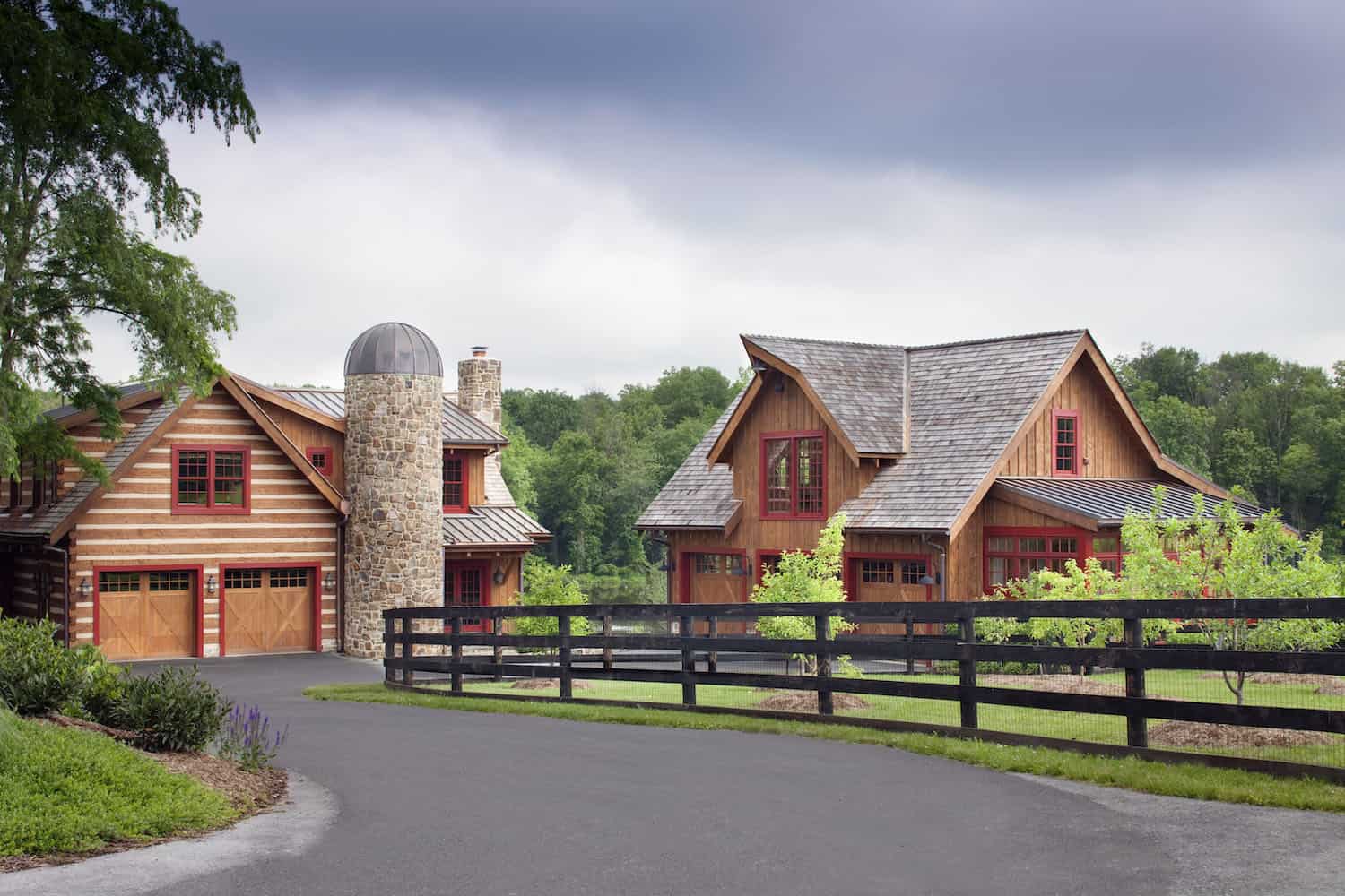 rustic log and stone home exterior
