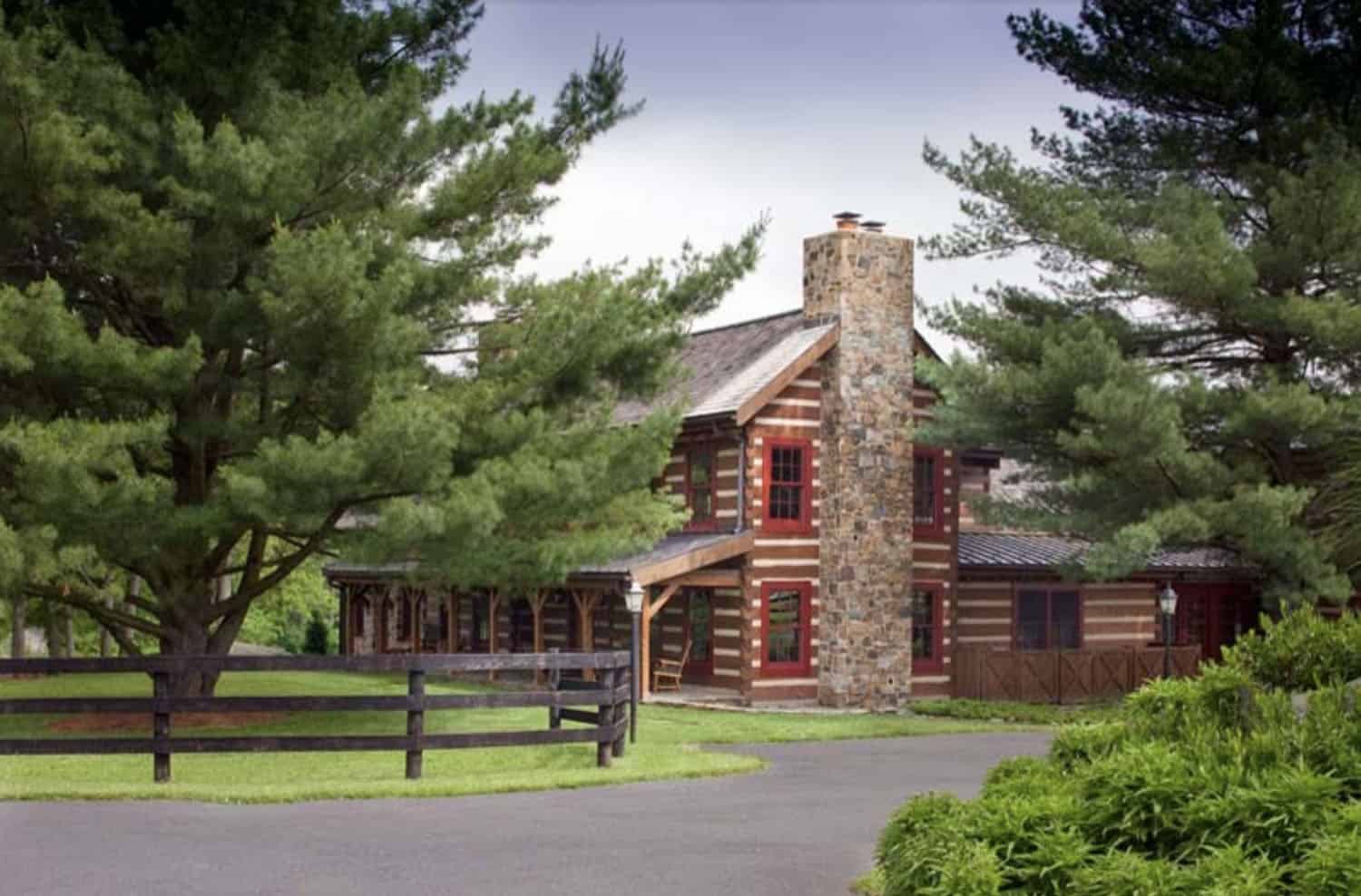 rustic log and stone home exterior