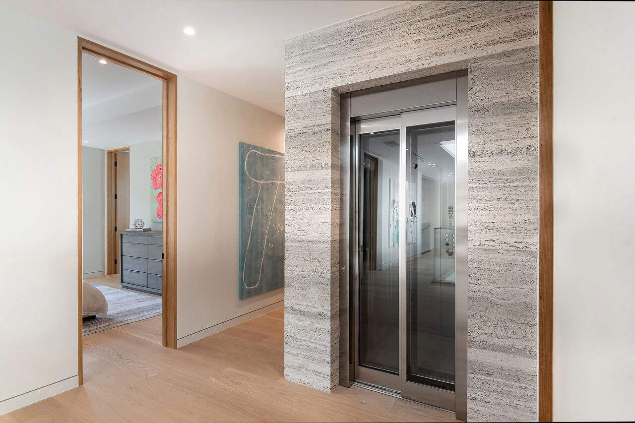 modern hallway with an elevator