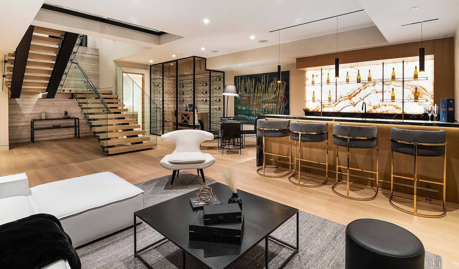 modern lower-level family room