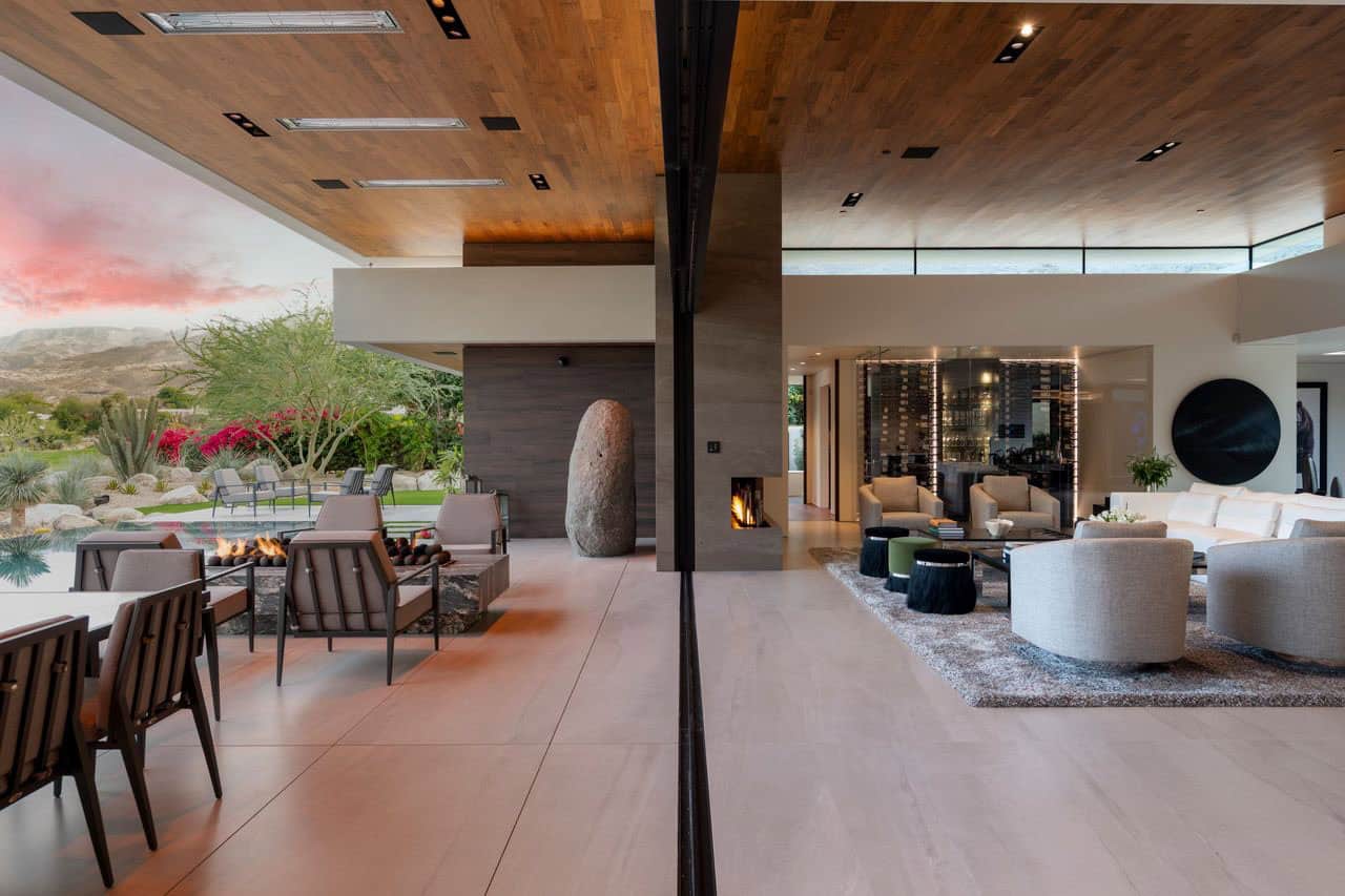 modern living room with a sliding glass door