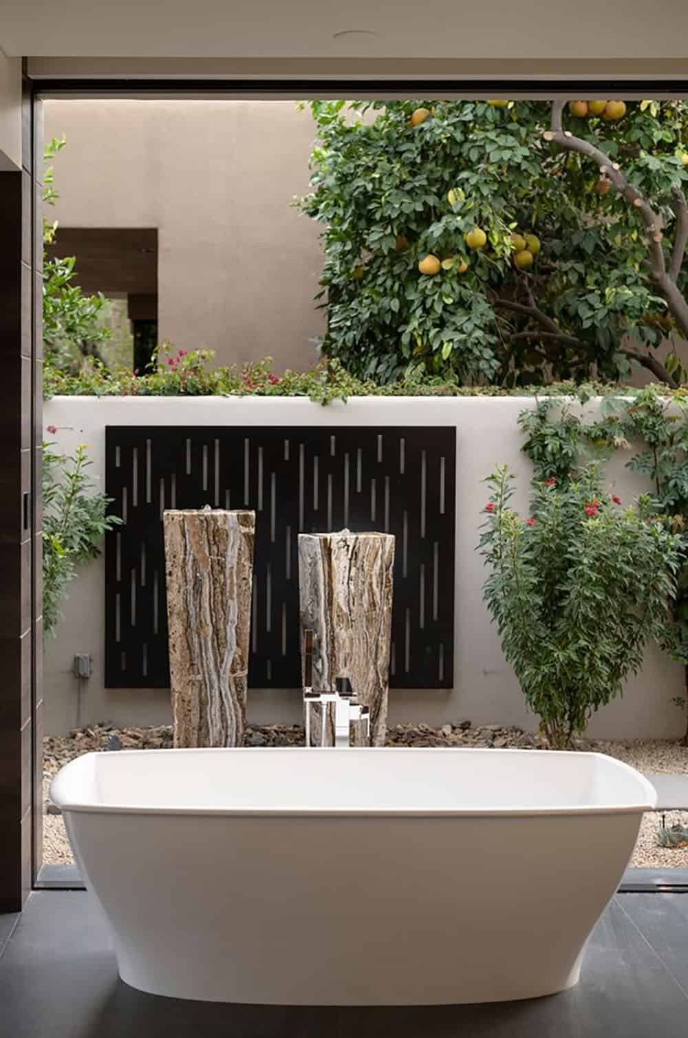 modern bathroom with a freestanding tub