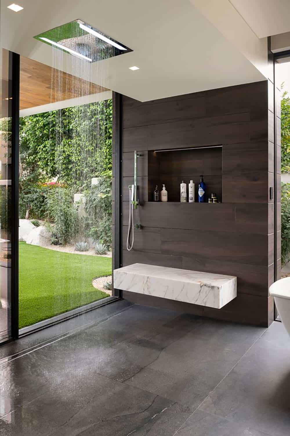 modern bathroom with a floating vanity