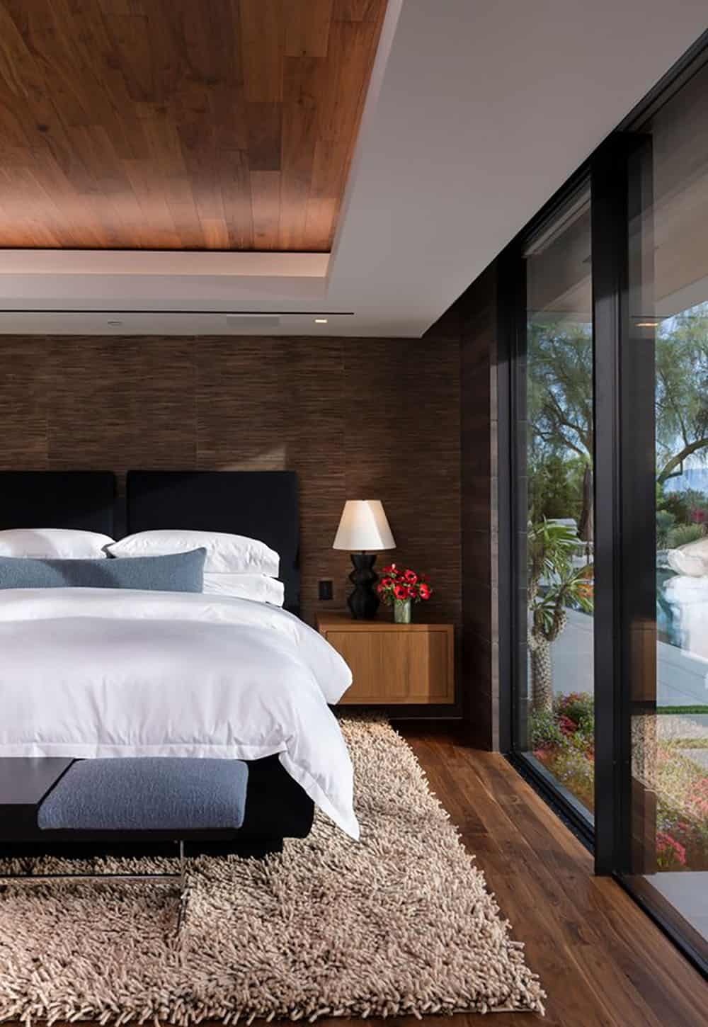 modern bedroom with sliding glass doors