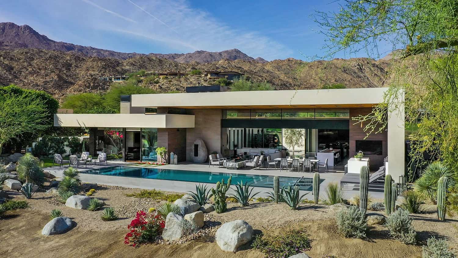 modern desert house exterior with a pool 