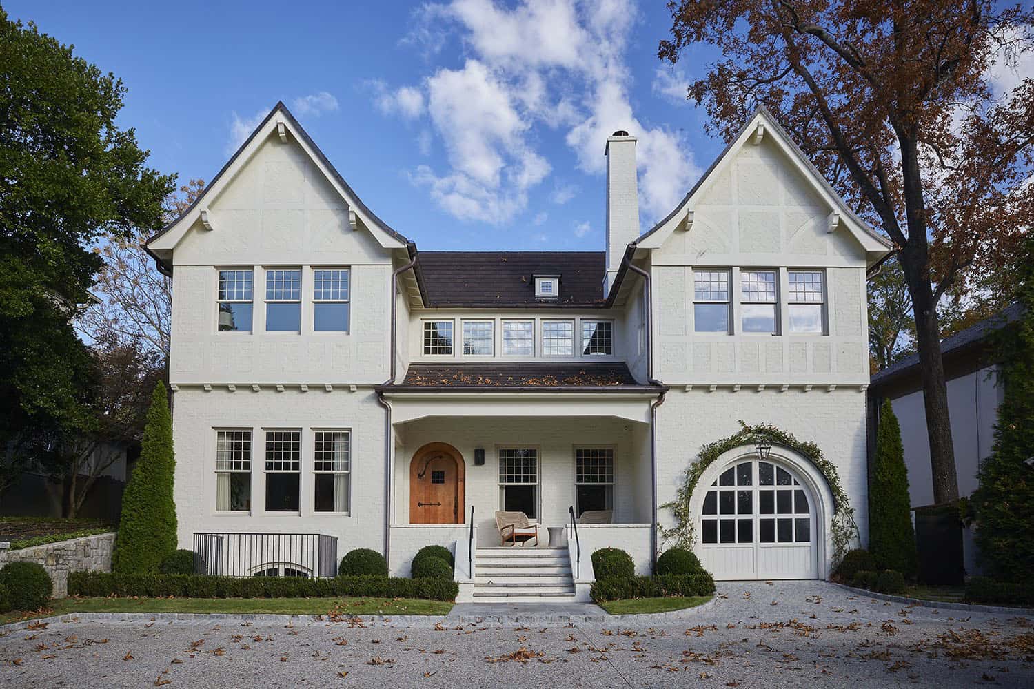 modern english tudor style home exterior