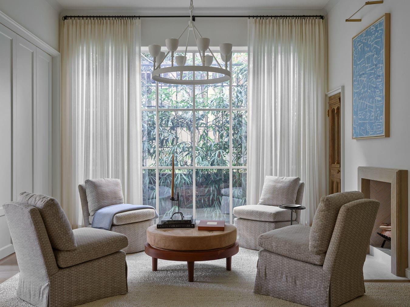 modern family room with a large window