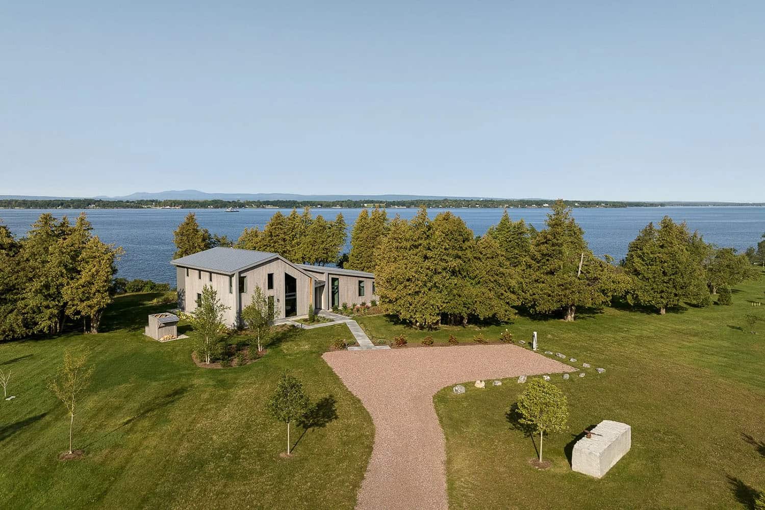 modern lake house exterior
