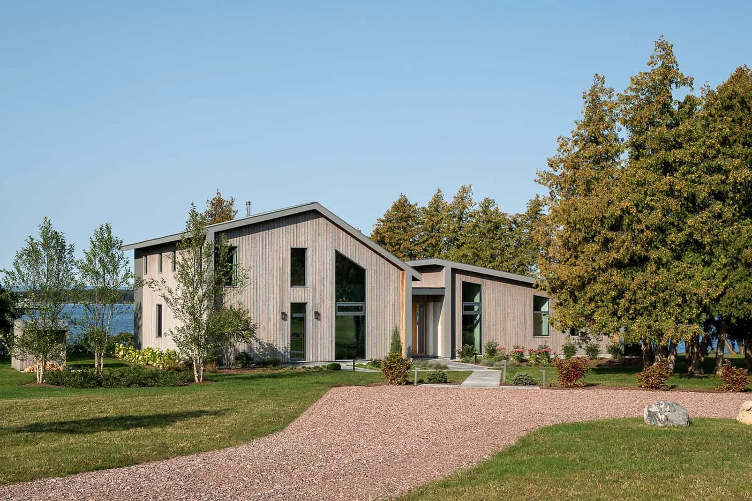 modern lake house exterior
