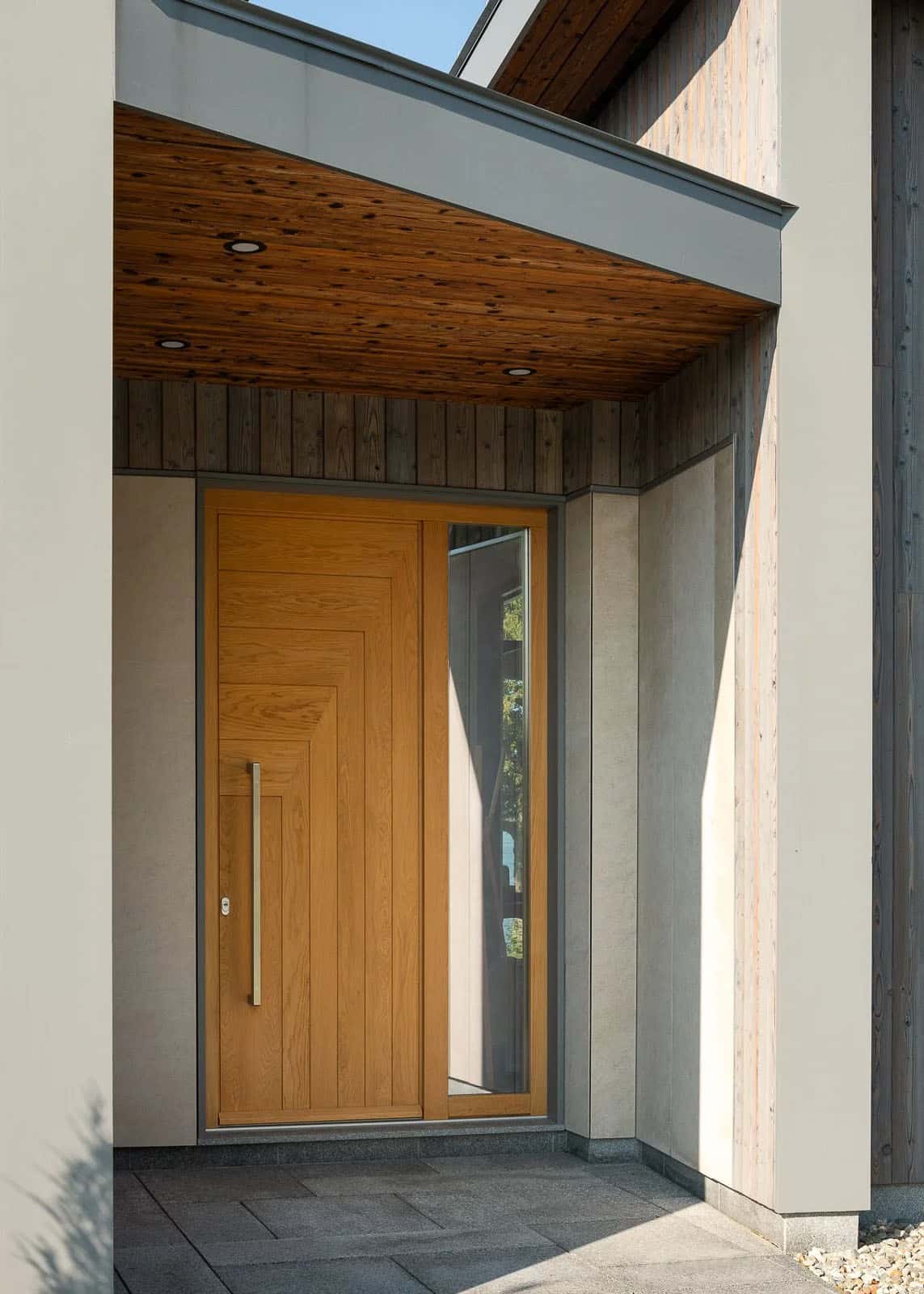 modern lake house entry