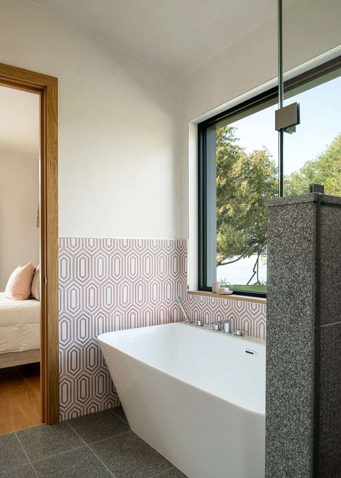 modern bathroom with a soaking tub
