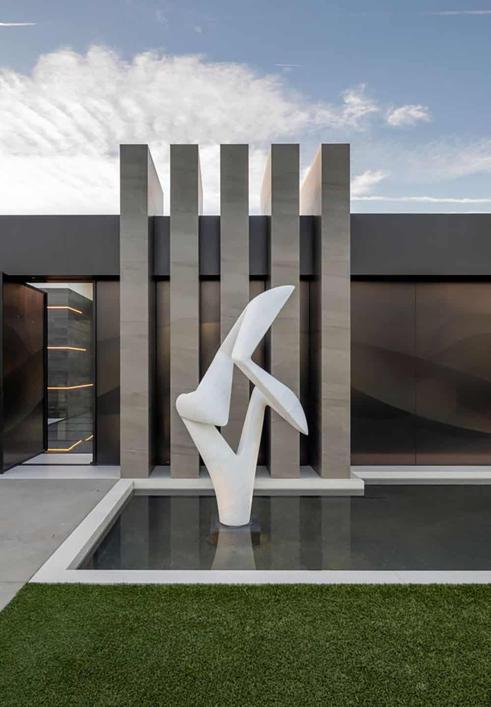 modern luxury house exterior at dusk