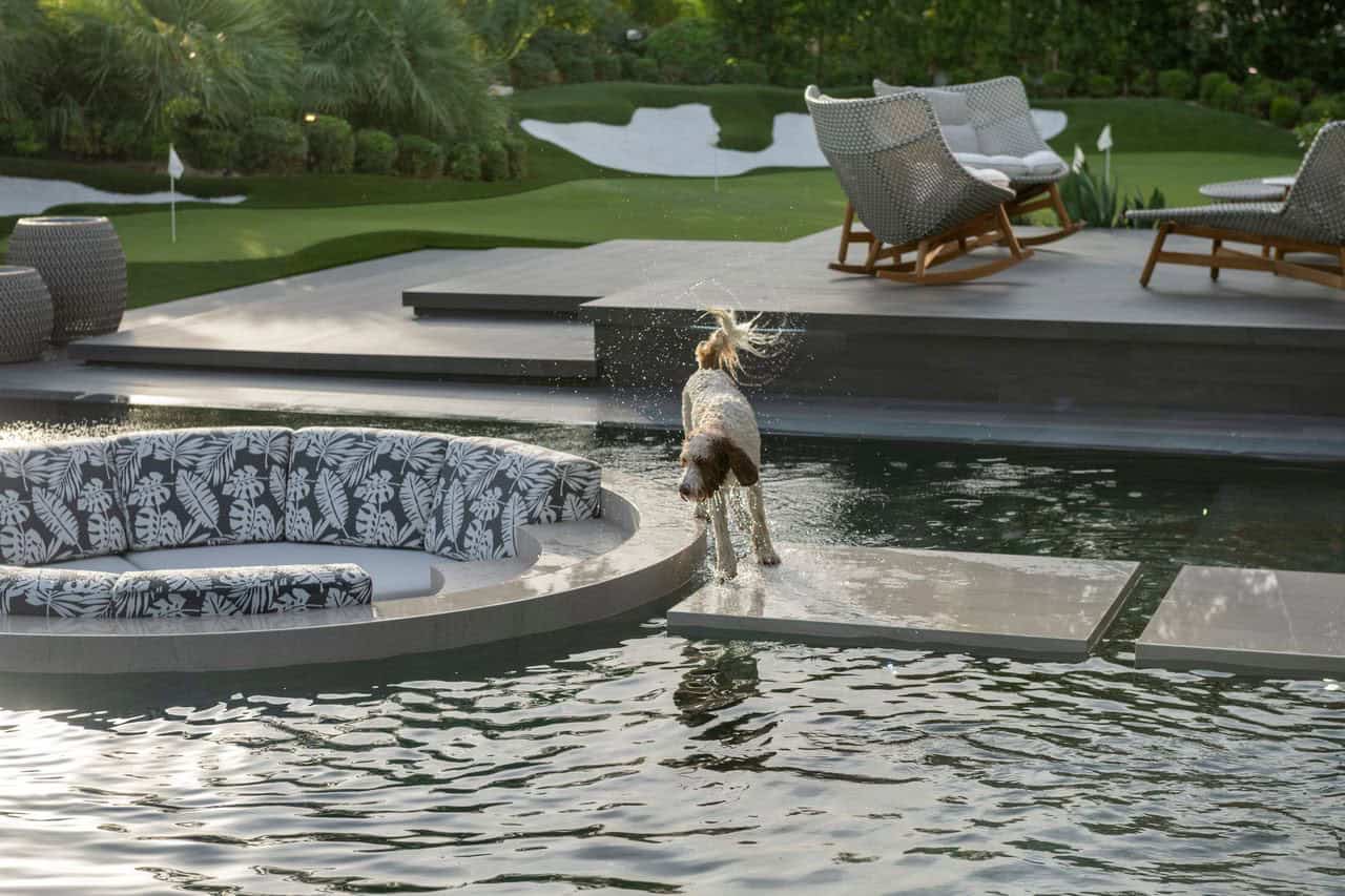 modern luxury house exterior with a pool