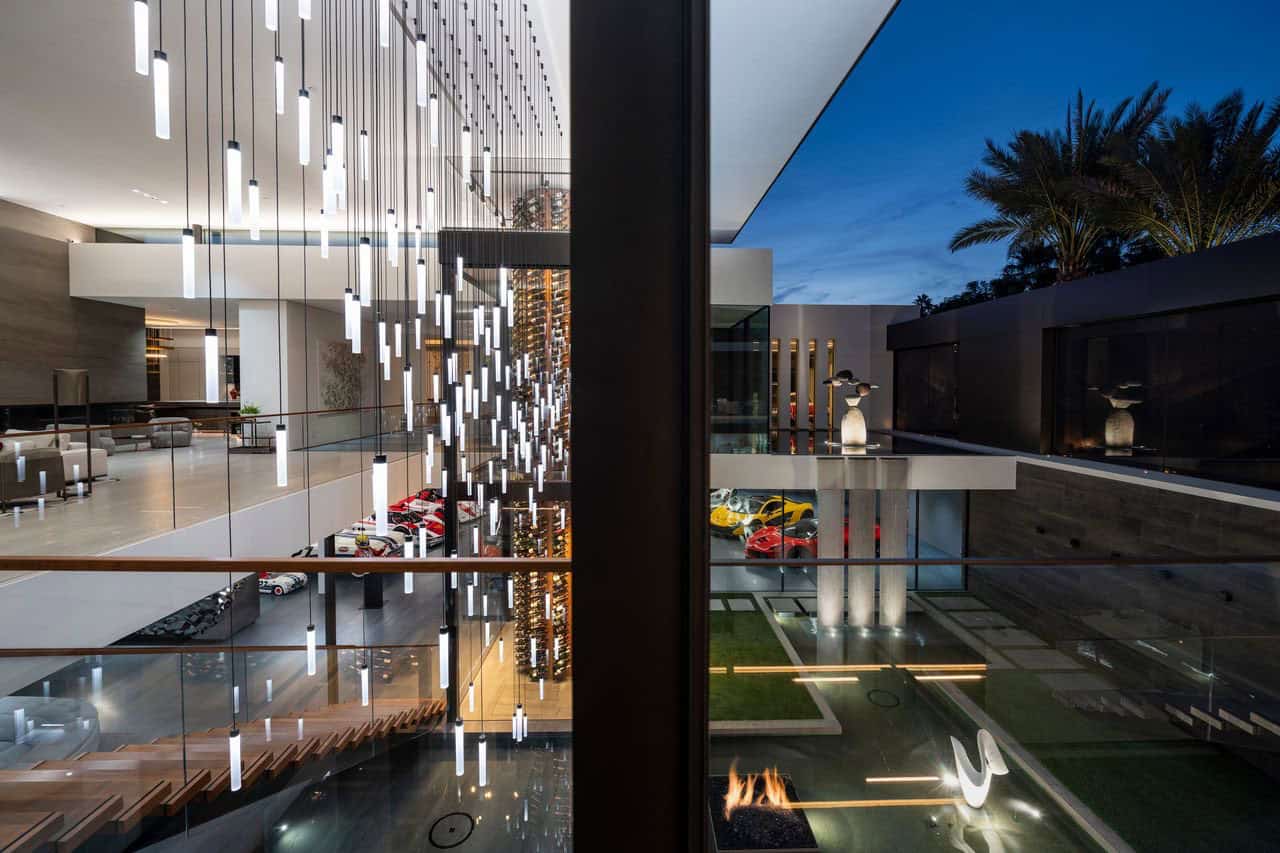 modern luxury house exterior at dusk