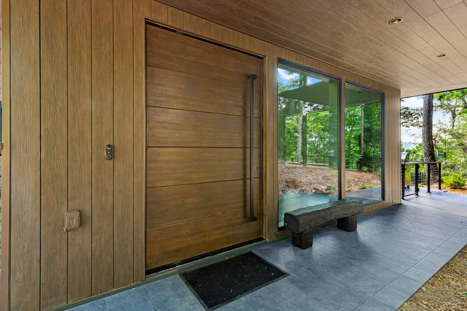 modern mountain home exterior entry