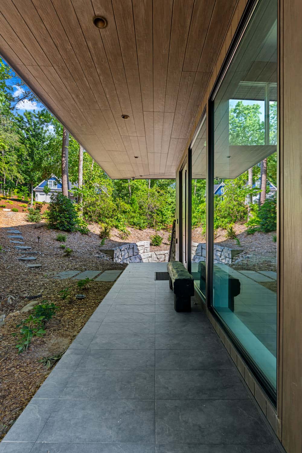 modern mountain home exterior entry
