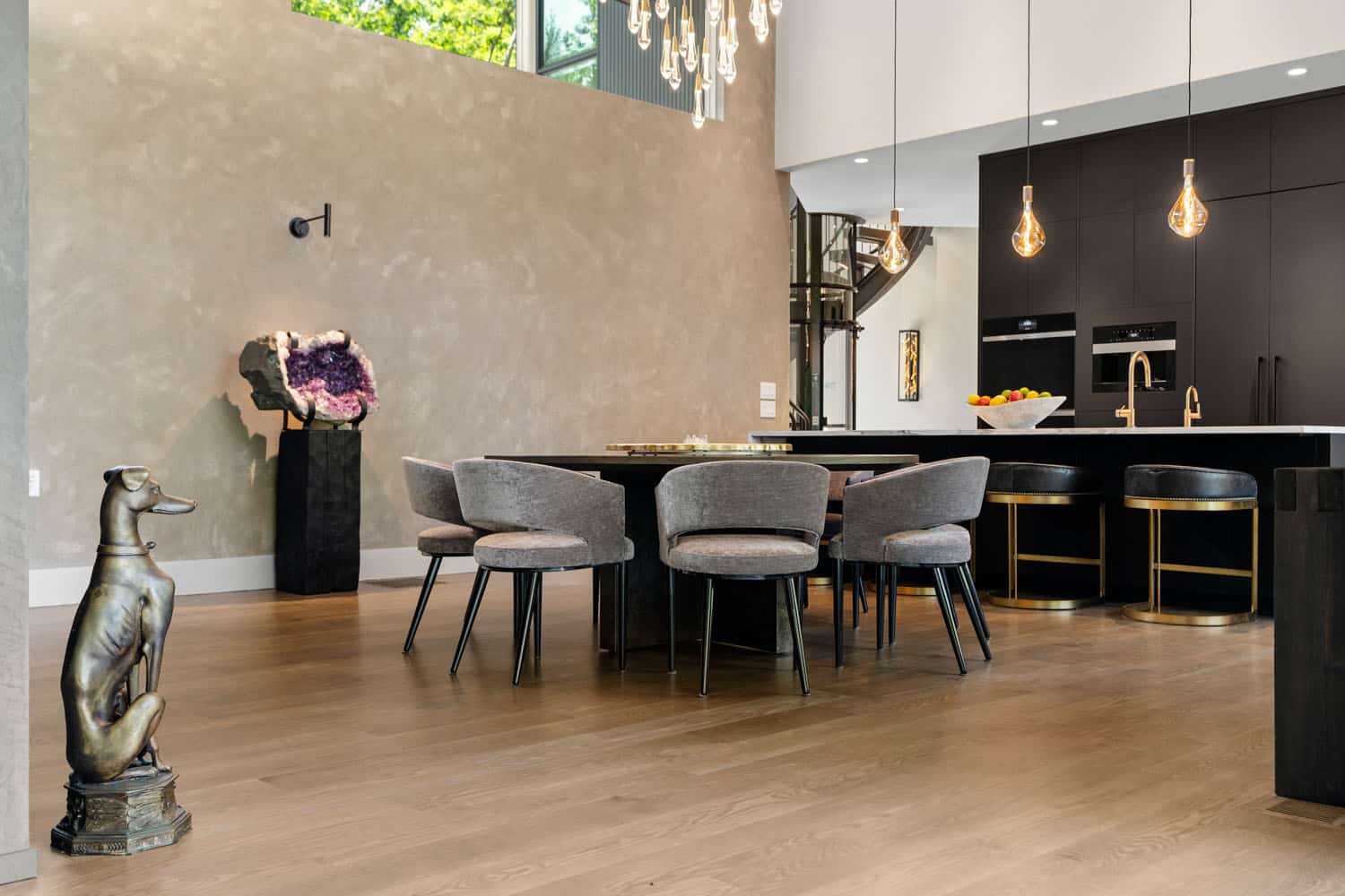 modern dining room and kitchen