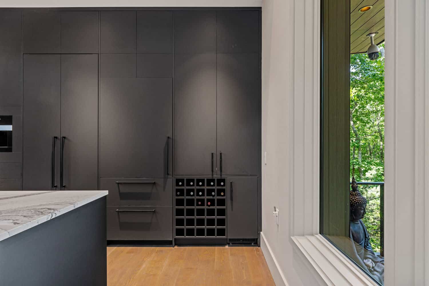 modern kitchen with built-in cabinets