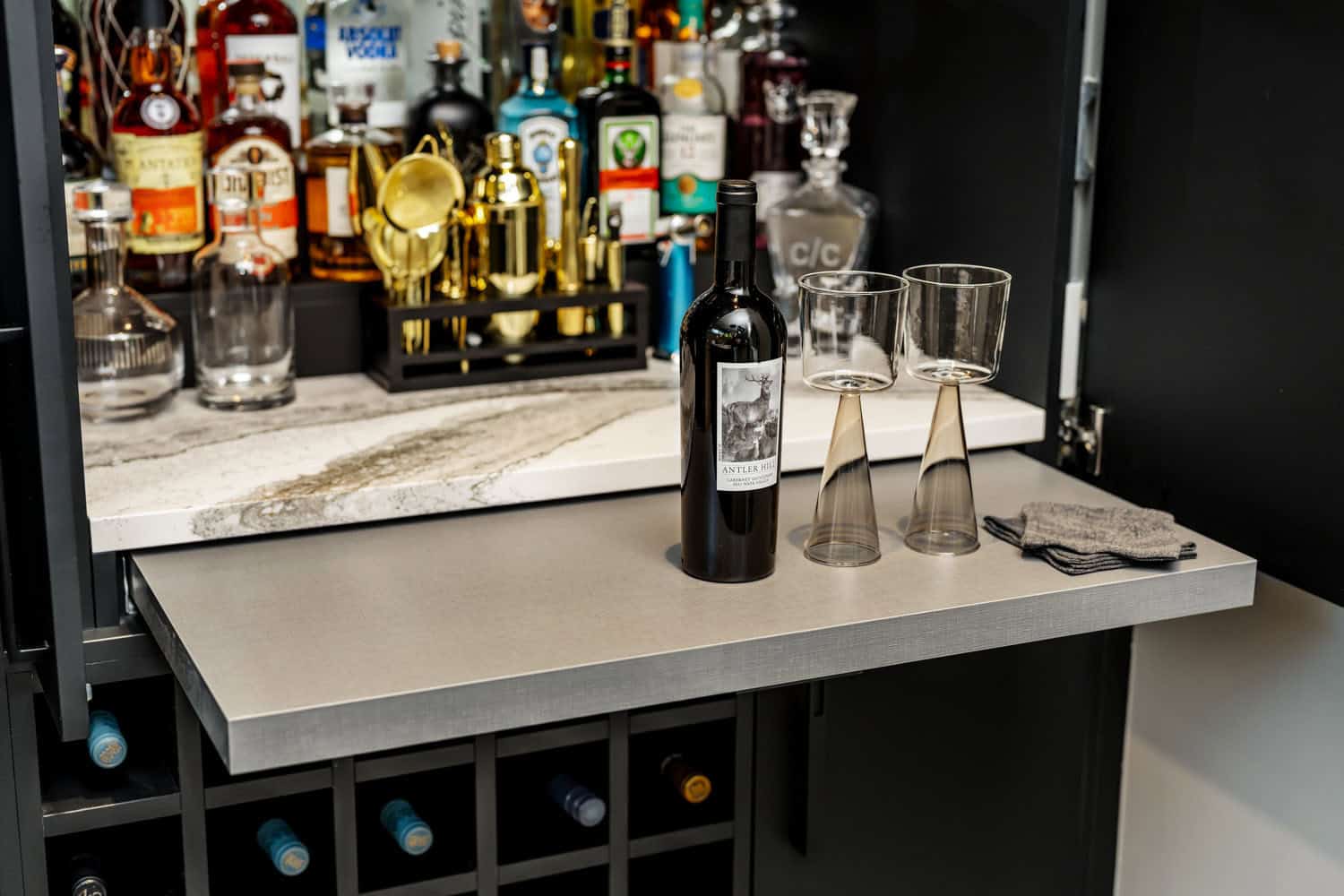 modern kitchen with a built-in bar