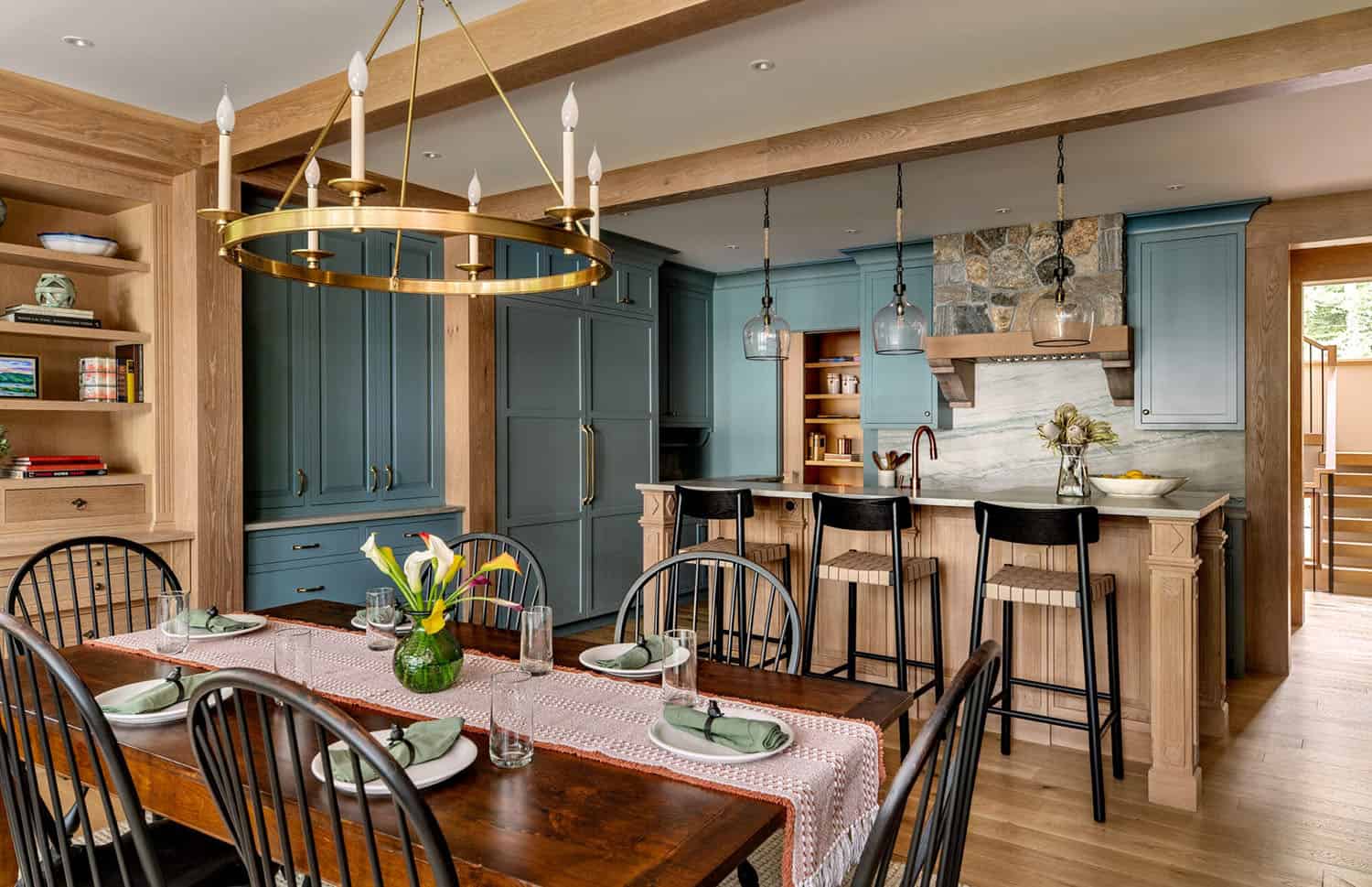 rustic dining room and kitchen