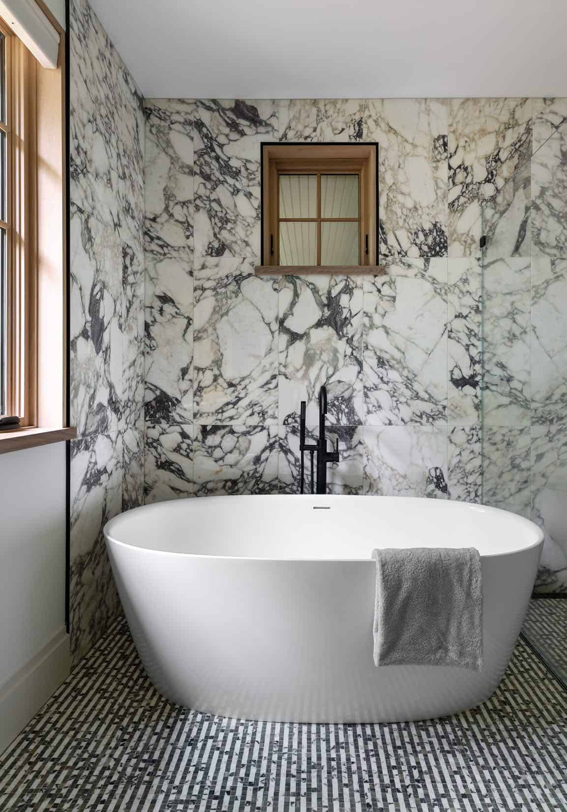 modern bathroom with a freestanding tub