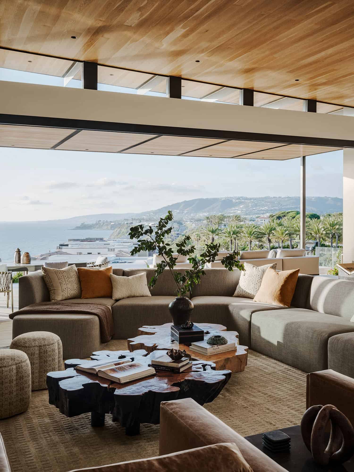 organic modern living room with an ocean view