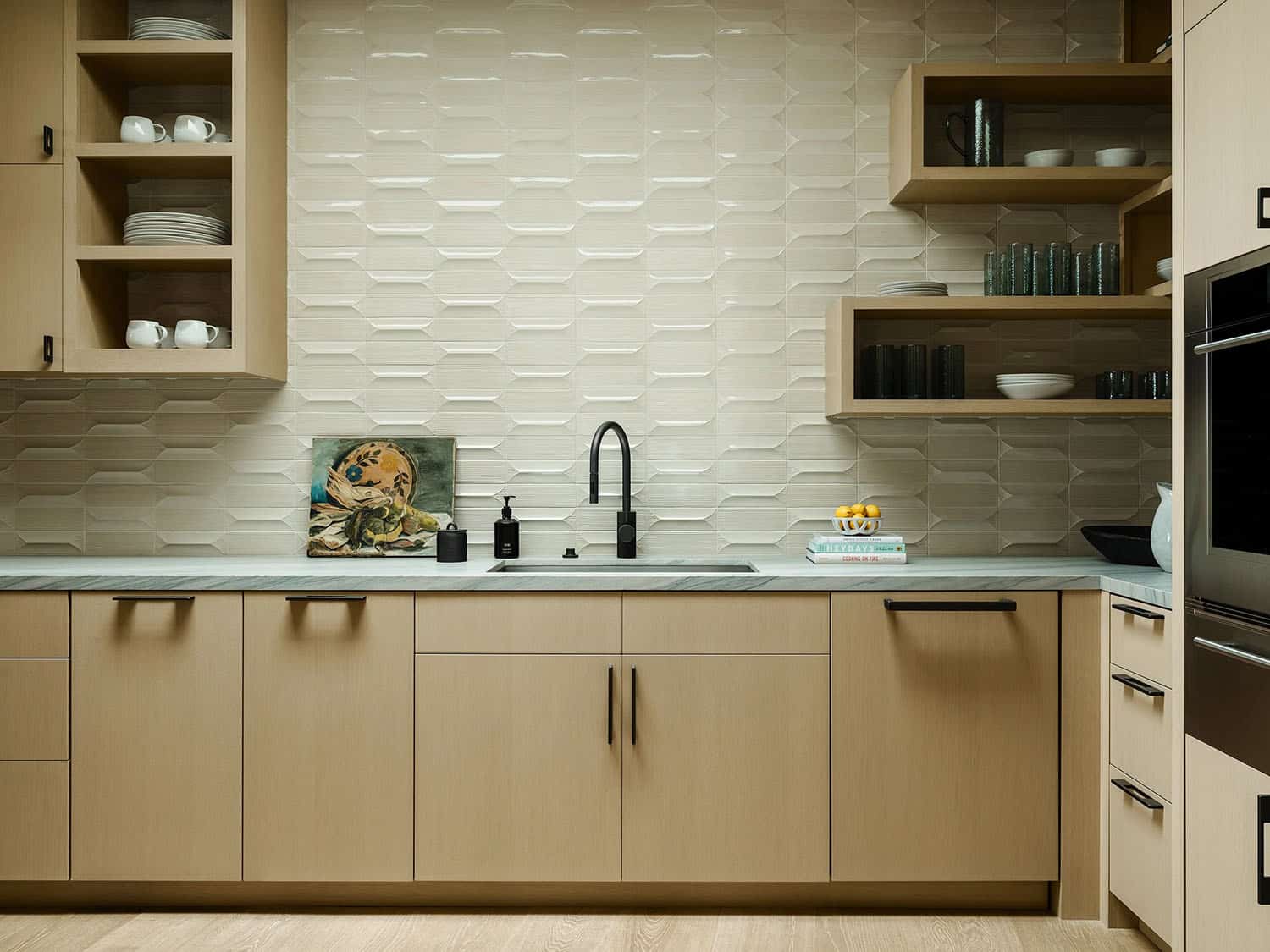 organic modern wet bar with a sink 