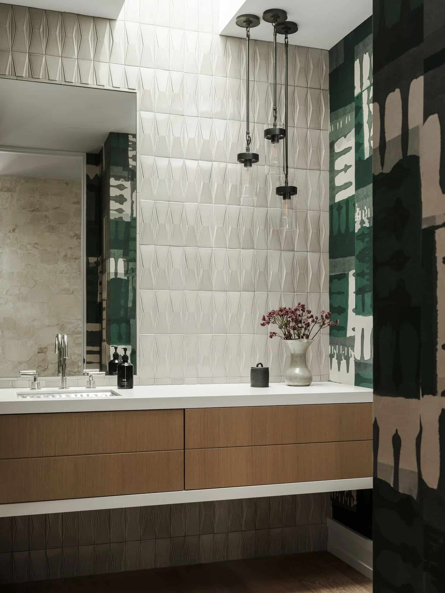 organic modern bathroom vanity with dual sinks