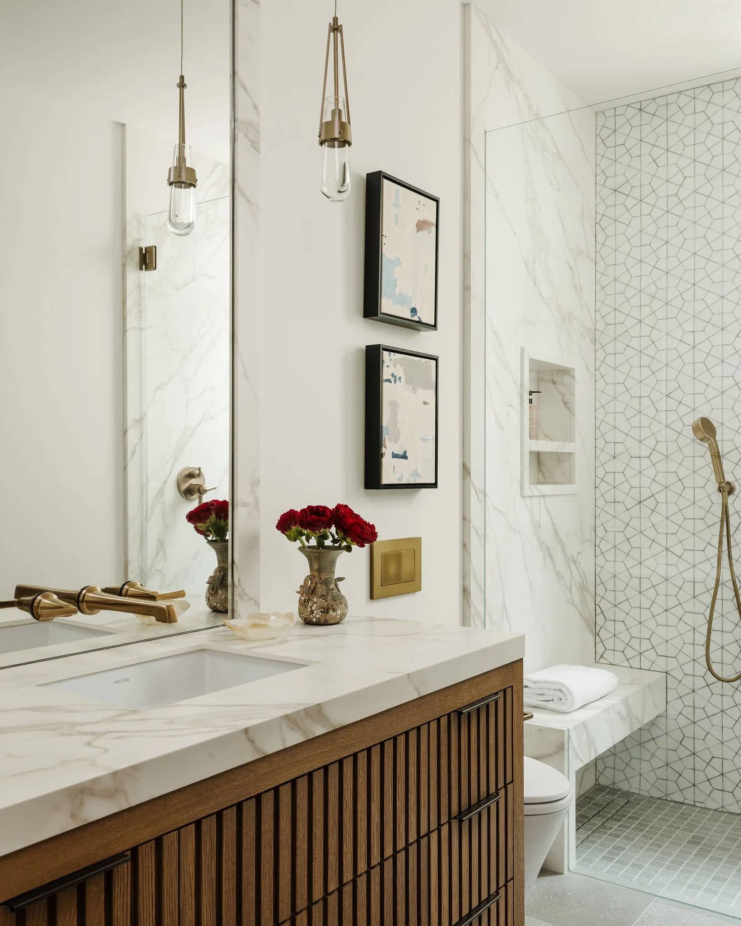 organic modern bathroom vanity and shower