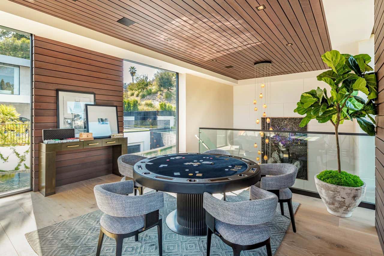 modern game room with a card table